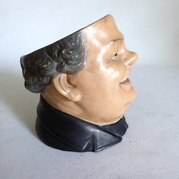 VINTAGE BERNARD BLOCH TOBACCO JAR HUMIDOR ODDITY JOVIAL HAPPY MONK FRIAR (NO LID - Picture 2 of 8